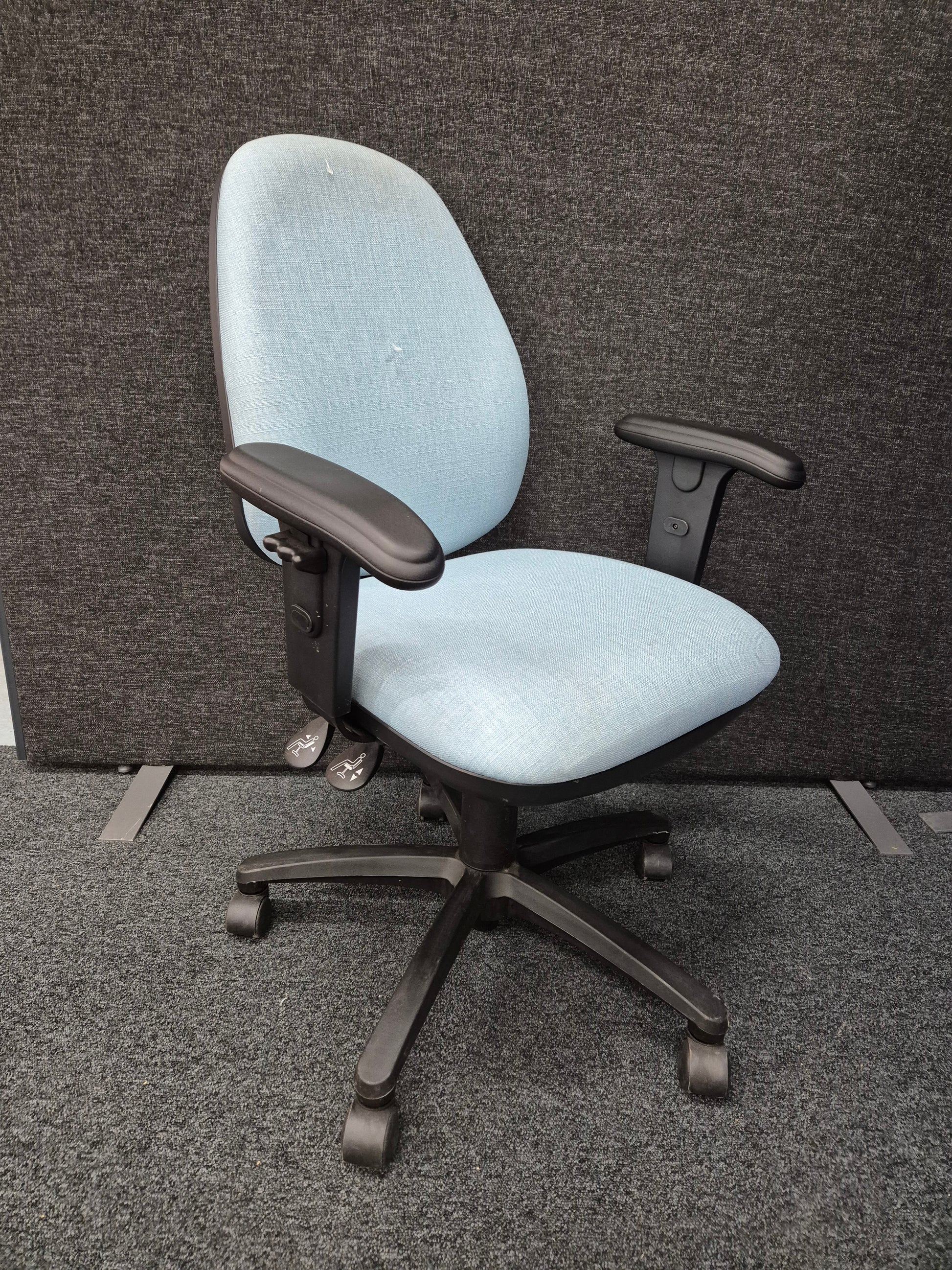 Vantage bespoke blue swivel chair 2 levers height adjustable arms