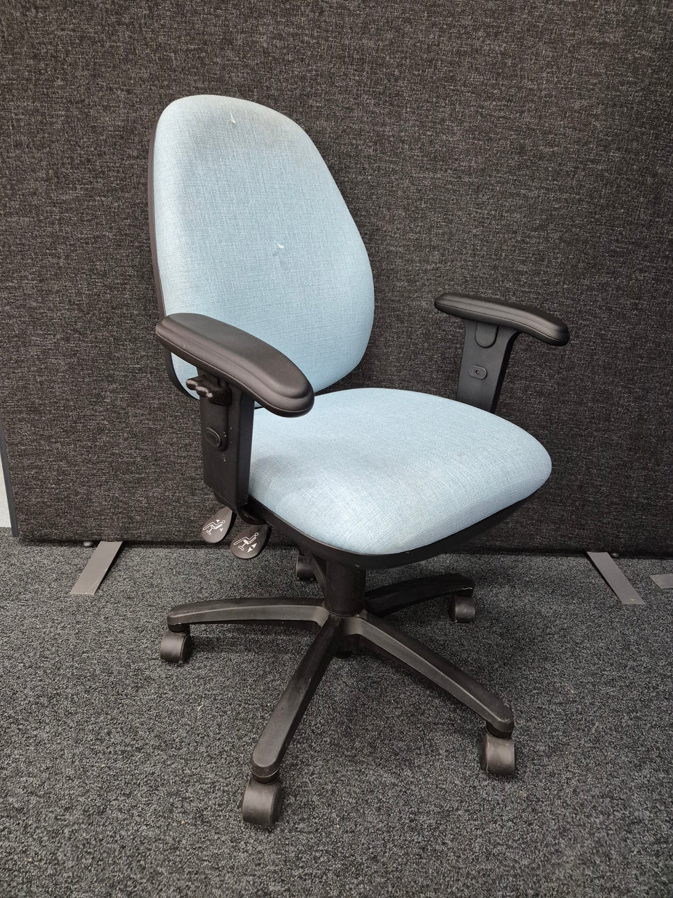 Vantage bespoke blue swivel chair 2 levers height adjustable arms