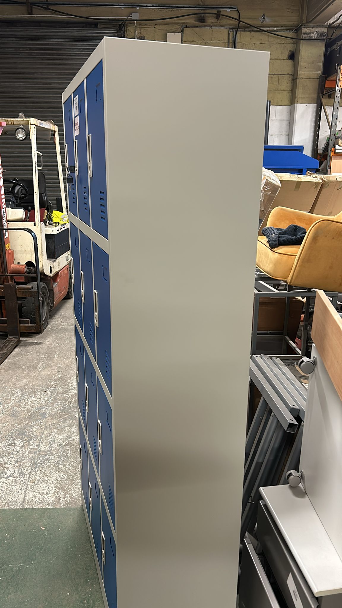 NEW Stock 12 door personal lockers with keys in grey and blue metal 900W x 400D x 1850H