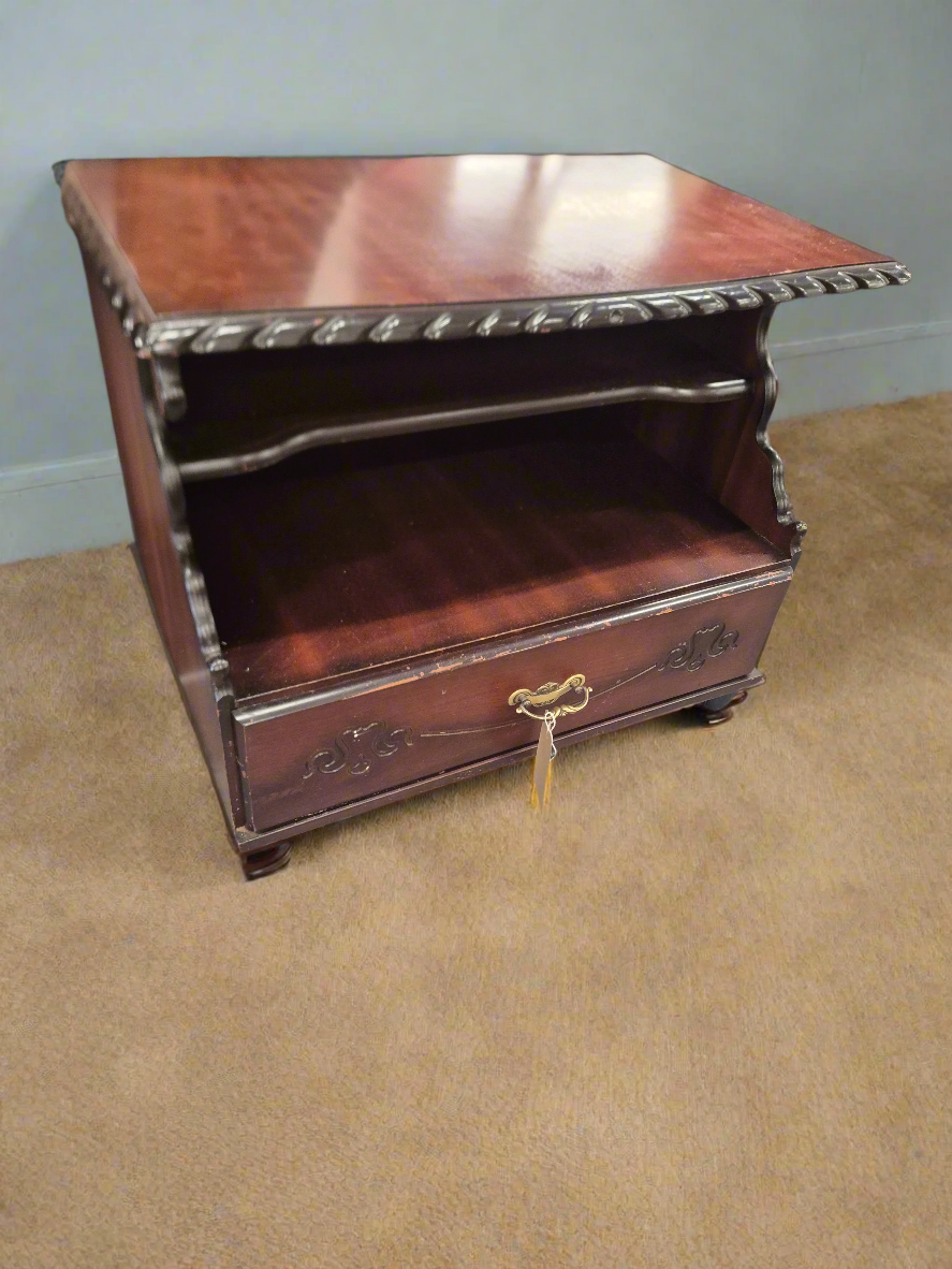 Rossmore mahogany low TV unit with brass handle 3125