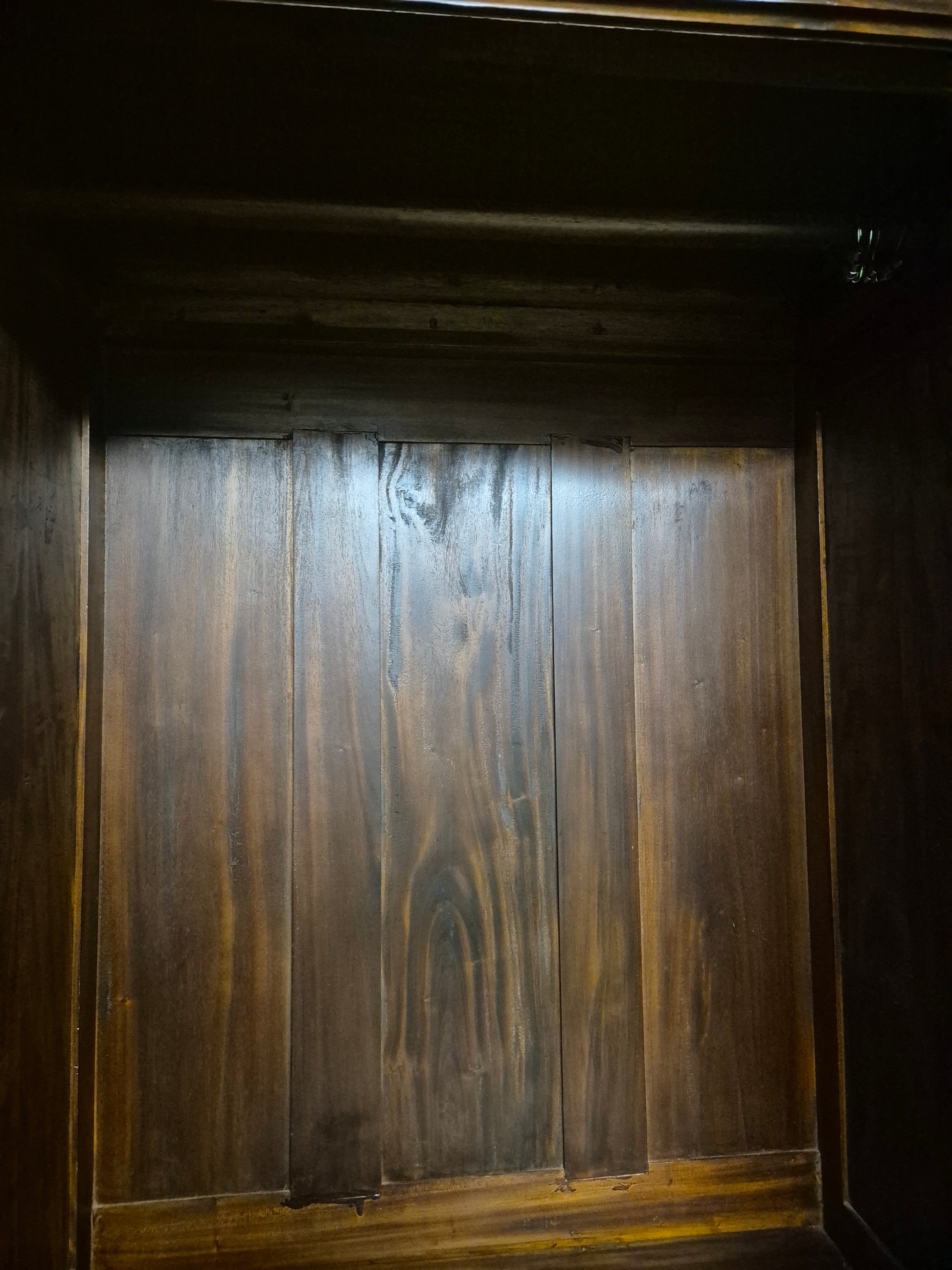 Tall solid mahogany stained 2 door 3 drawer ornate wardrobe (H 2050 x W 1080 x D 600 mm) 3125