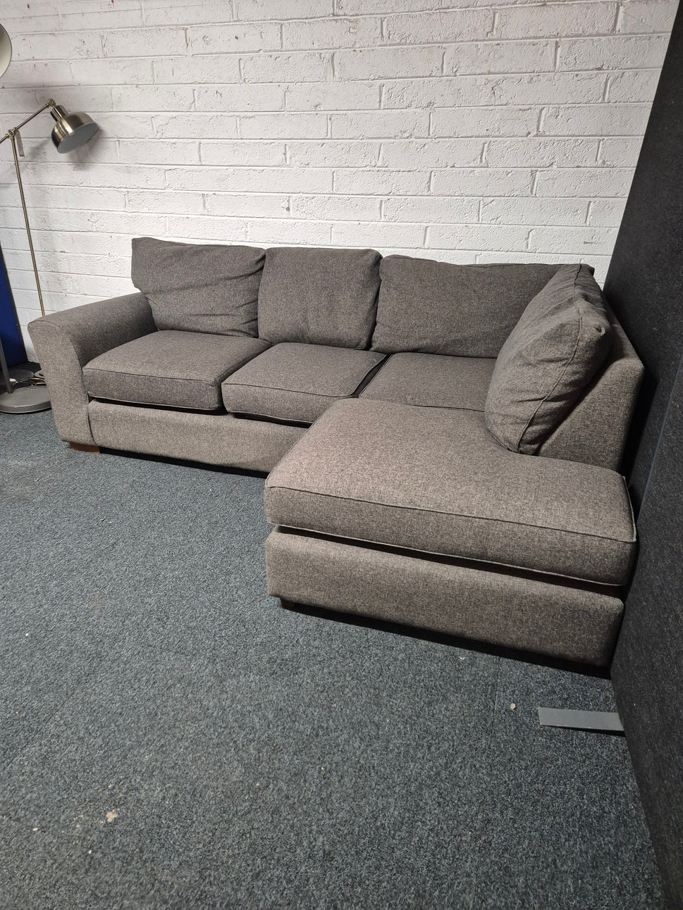Large sectional dark grey fabric corner sofa suite 1225