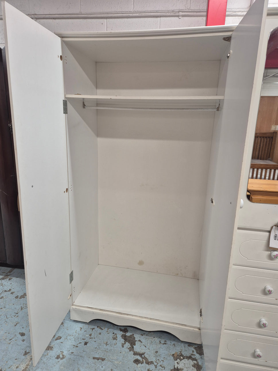 White laminate 2 door wardrobe 2125