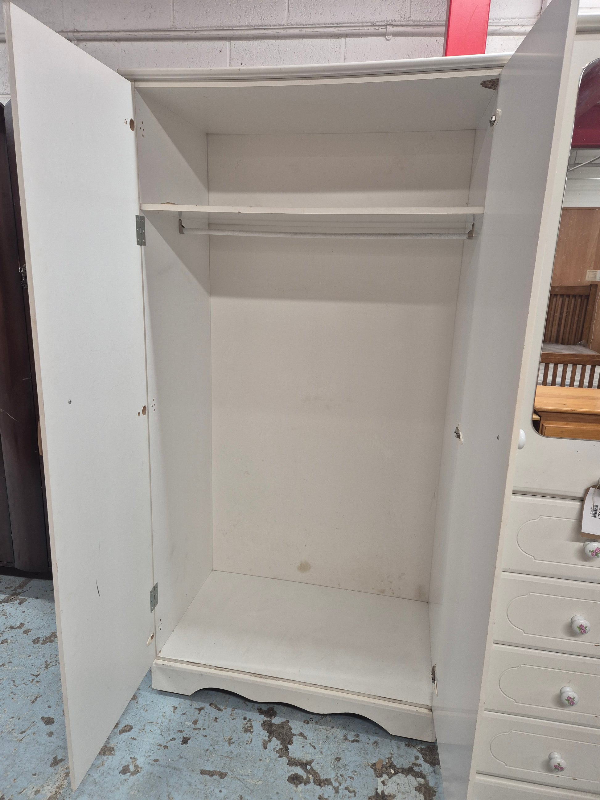 White laminate 2 door wardrobe 2125