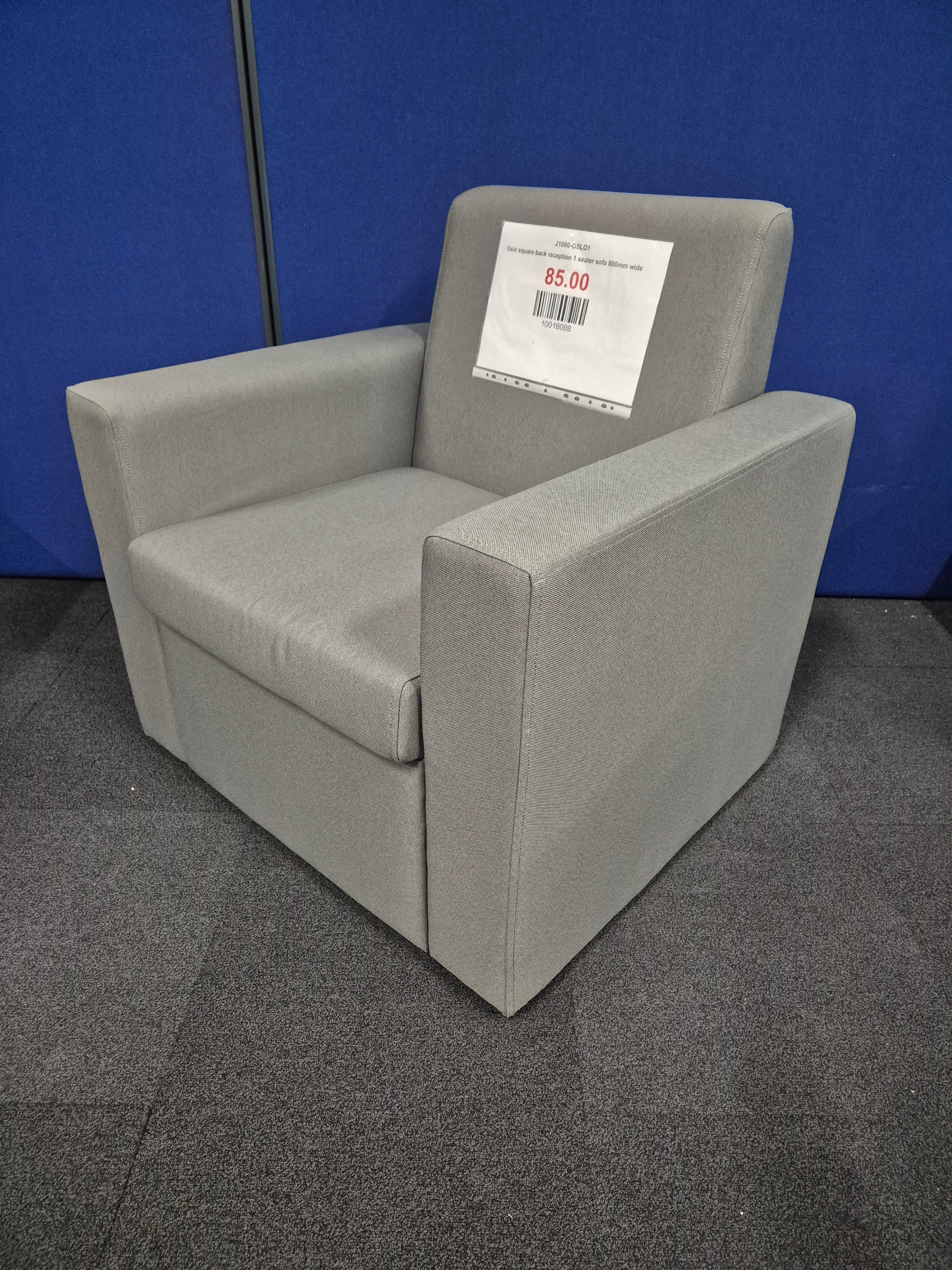 Oslo square back reception 1 seater sofa 800mm wide
