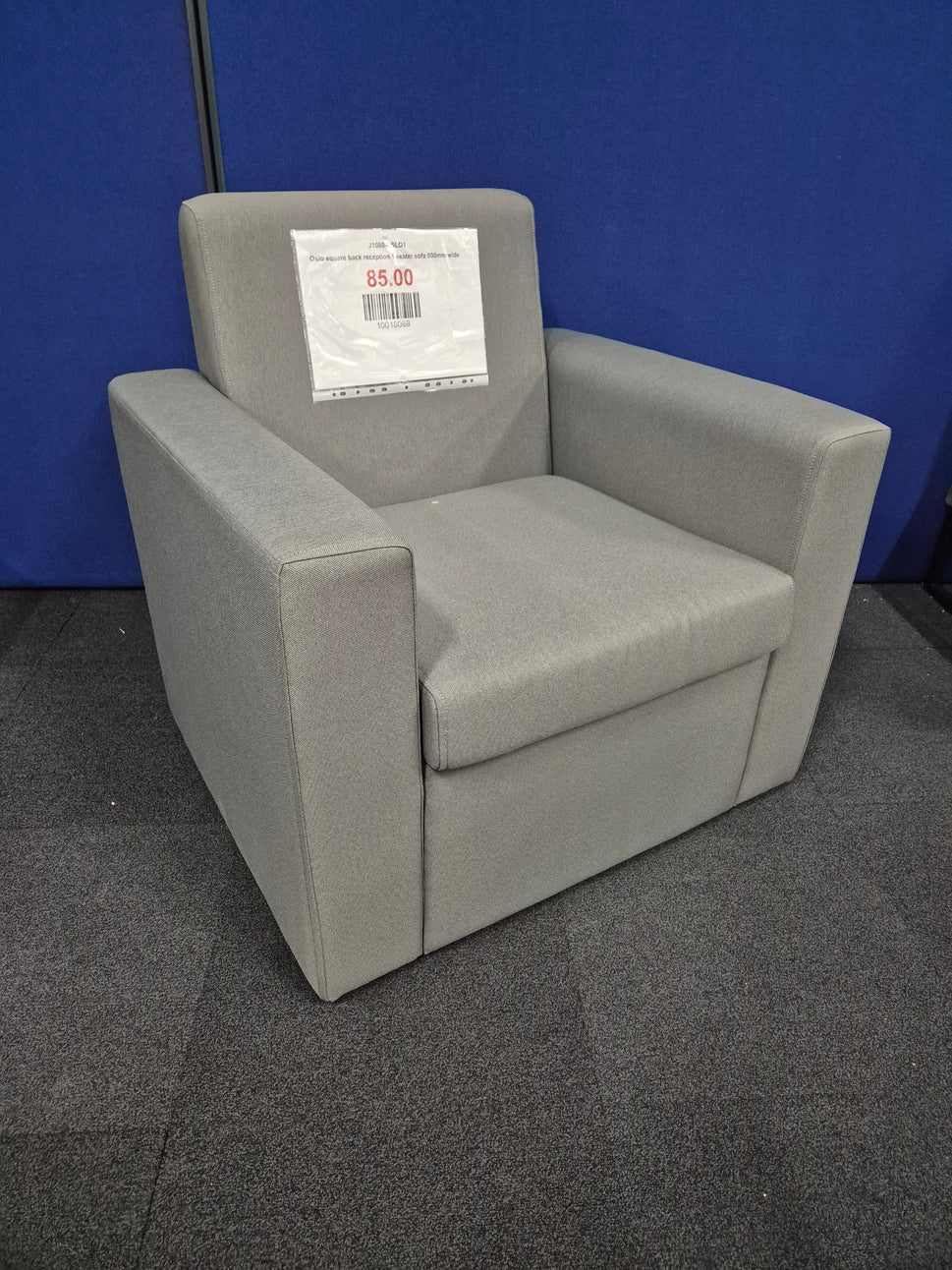 Oslo square back reception 1 seater sofa 800mm wide