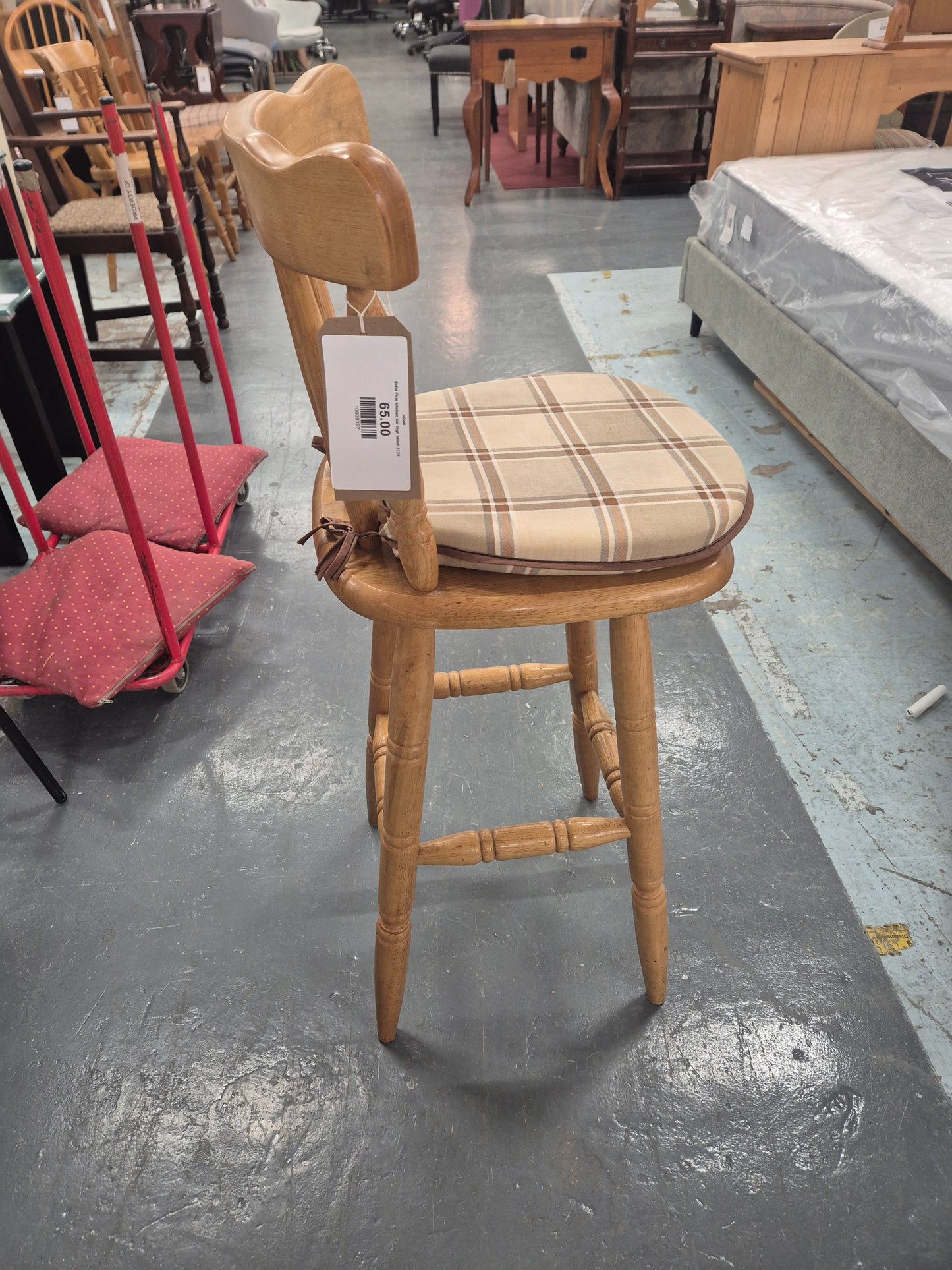 Solid Pine kitchen bar high stool 1125