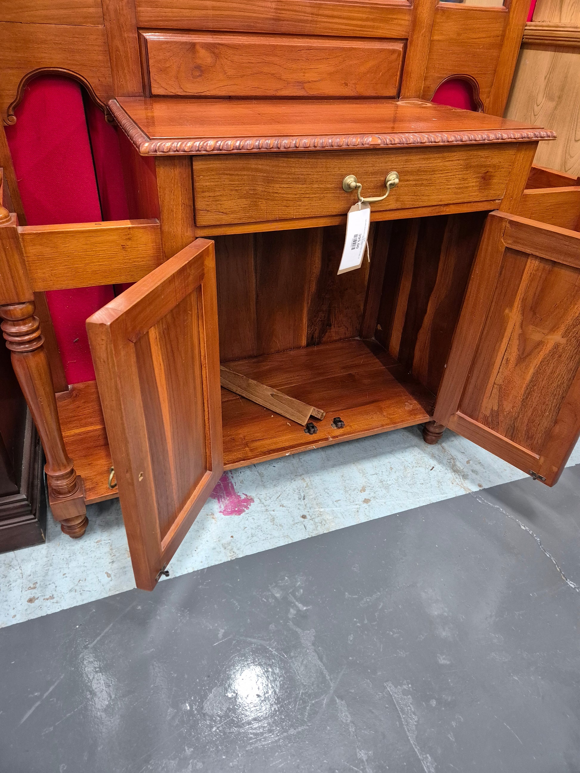 Tall solid wood mirrored hall stand (H 2550 x W 1200 x D 430 mm) 2125