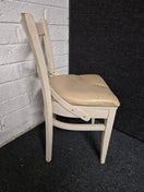 Cream painted solid dining chair with cream leather seat 3125