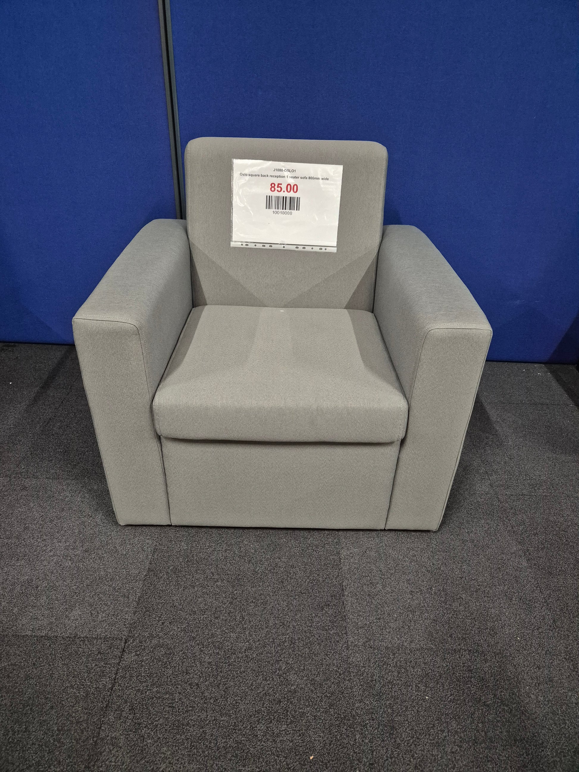 Oslo square back reception 1 seater sofa 800mm wide