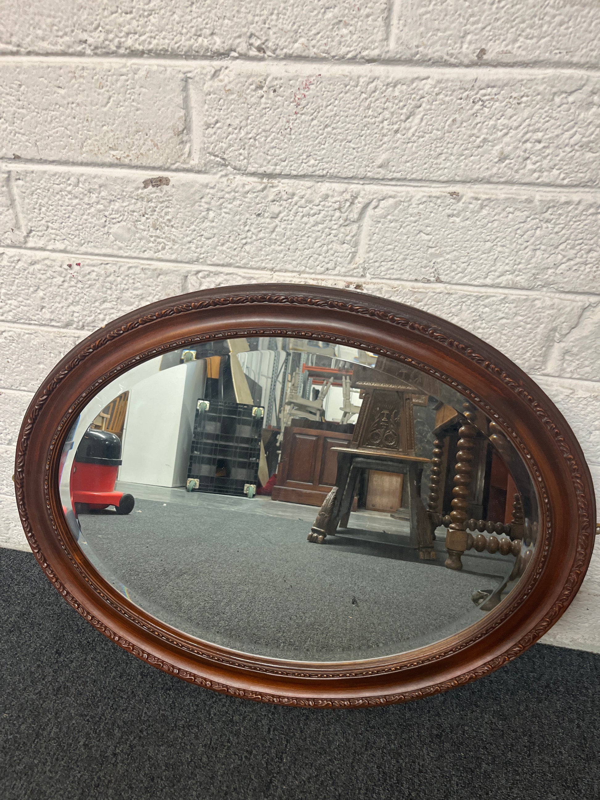 Mahogany framed circular mirror  1325