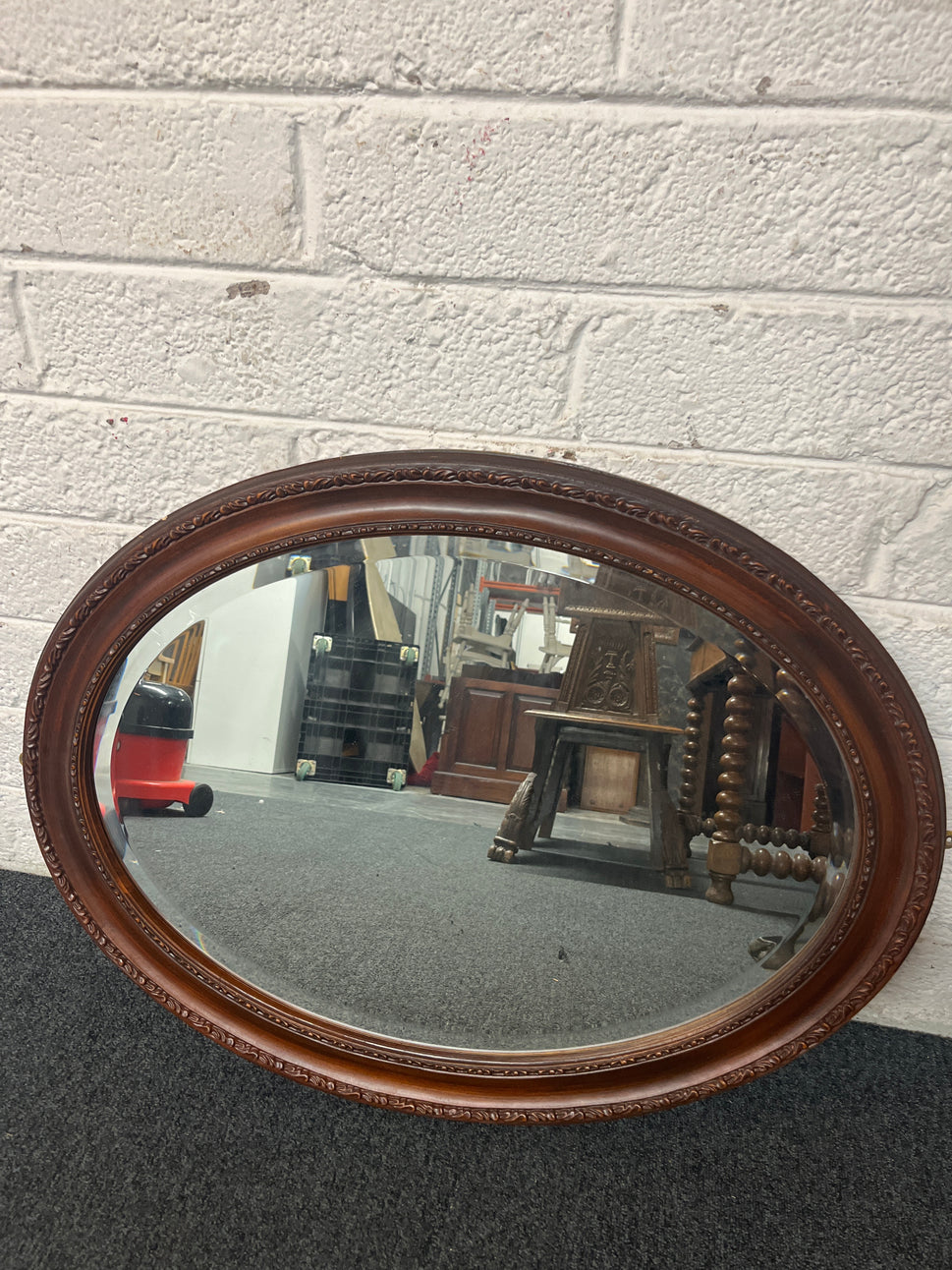 Mahogany framed circular mirror  1325