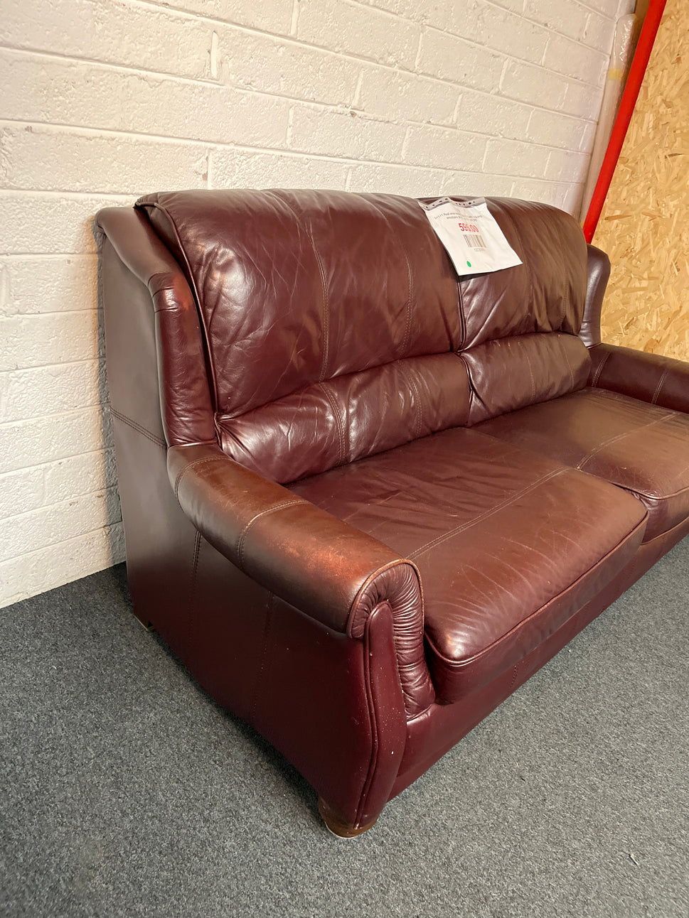 3+1+1 Real wine leather sofa suite with reclining armchairs (W 190 x D 110 cm) 3225