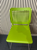 Switch Tall chrome framed cafe stool with foot support and with polyprop lime green seat and back 1425 3 image