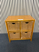 Switch Beech framed 4 section rattan storage unit (H 64 x W 61 x D 39  cm) 2 image