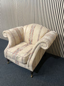 Switch Ornate roll back stripped fabric armchair with castors 2425 3 image