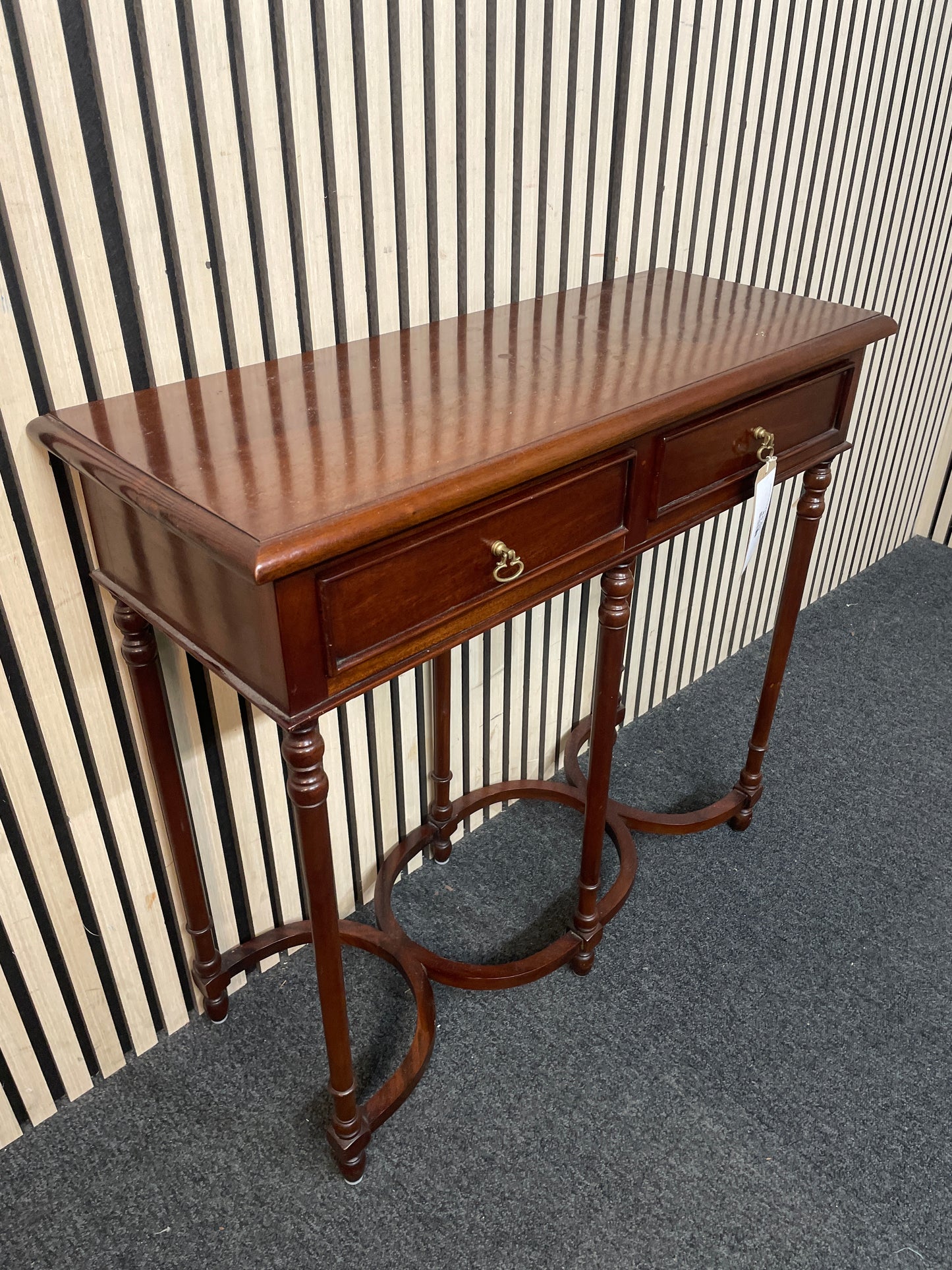 Ornate Two Drawer Mahogany Small Console table (H 75 x W 80 x D 32 cm) 3126
