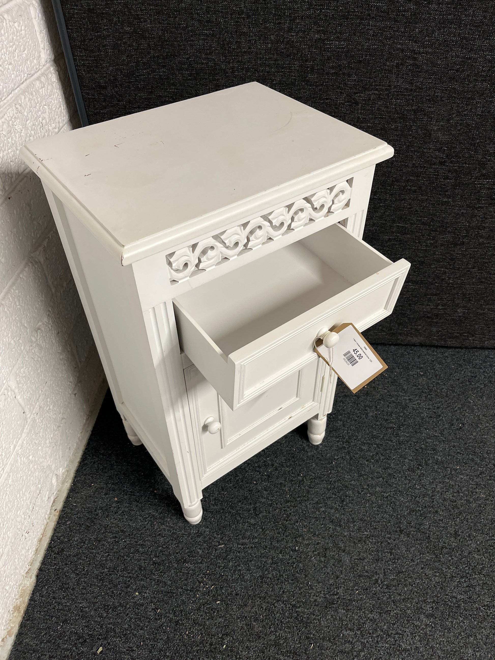 1 door 1 drawer white bedside locker  1225