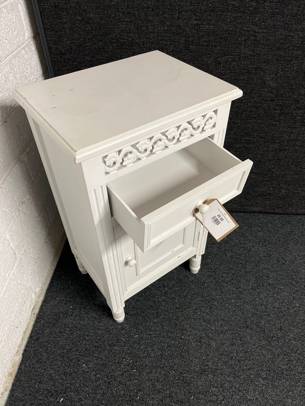 1 door 1 drawer white bedside locker  1225