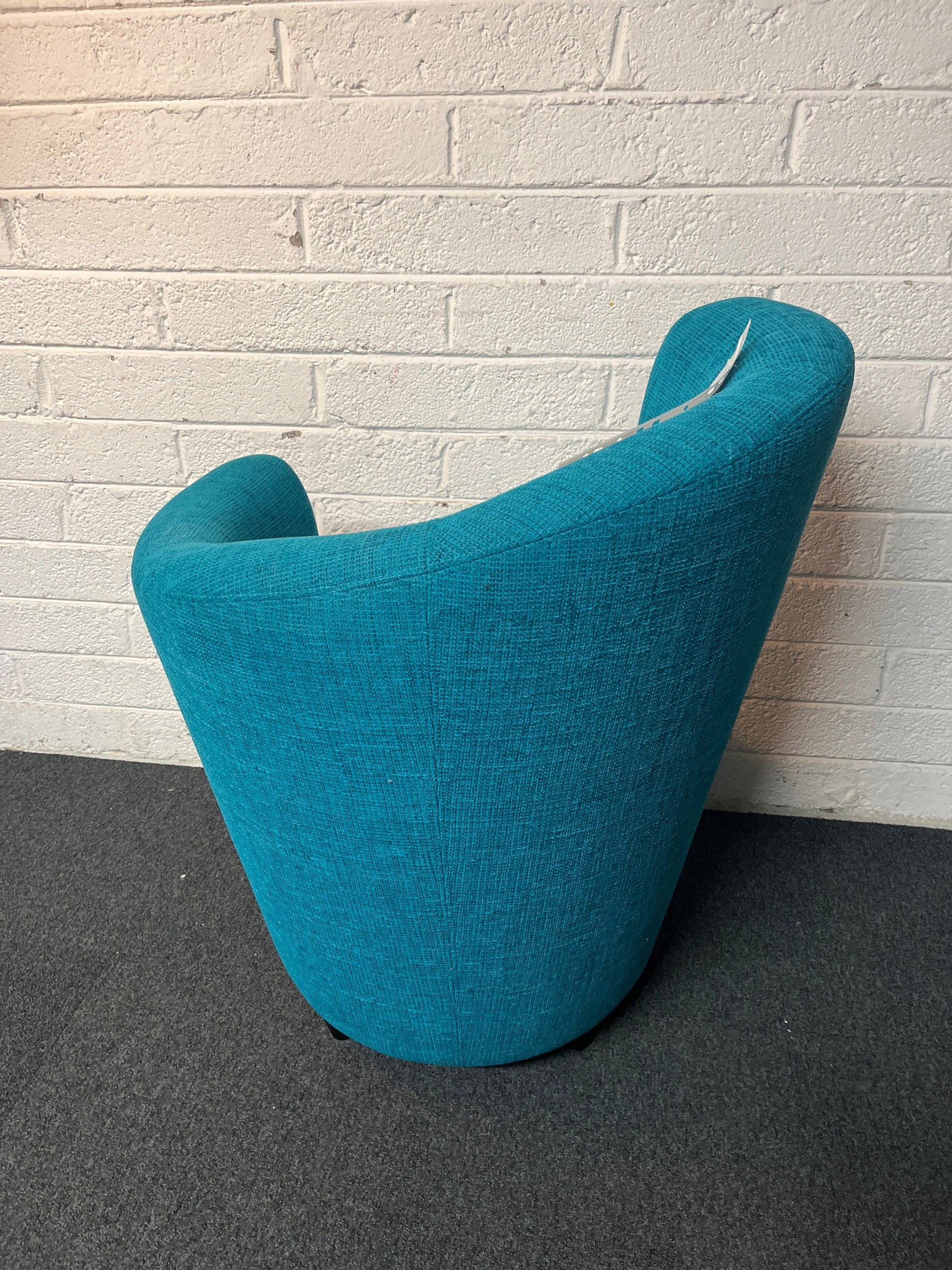 Sculpted curved back occasional chair in turquoise fabric 2225