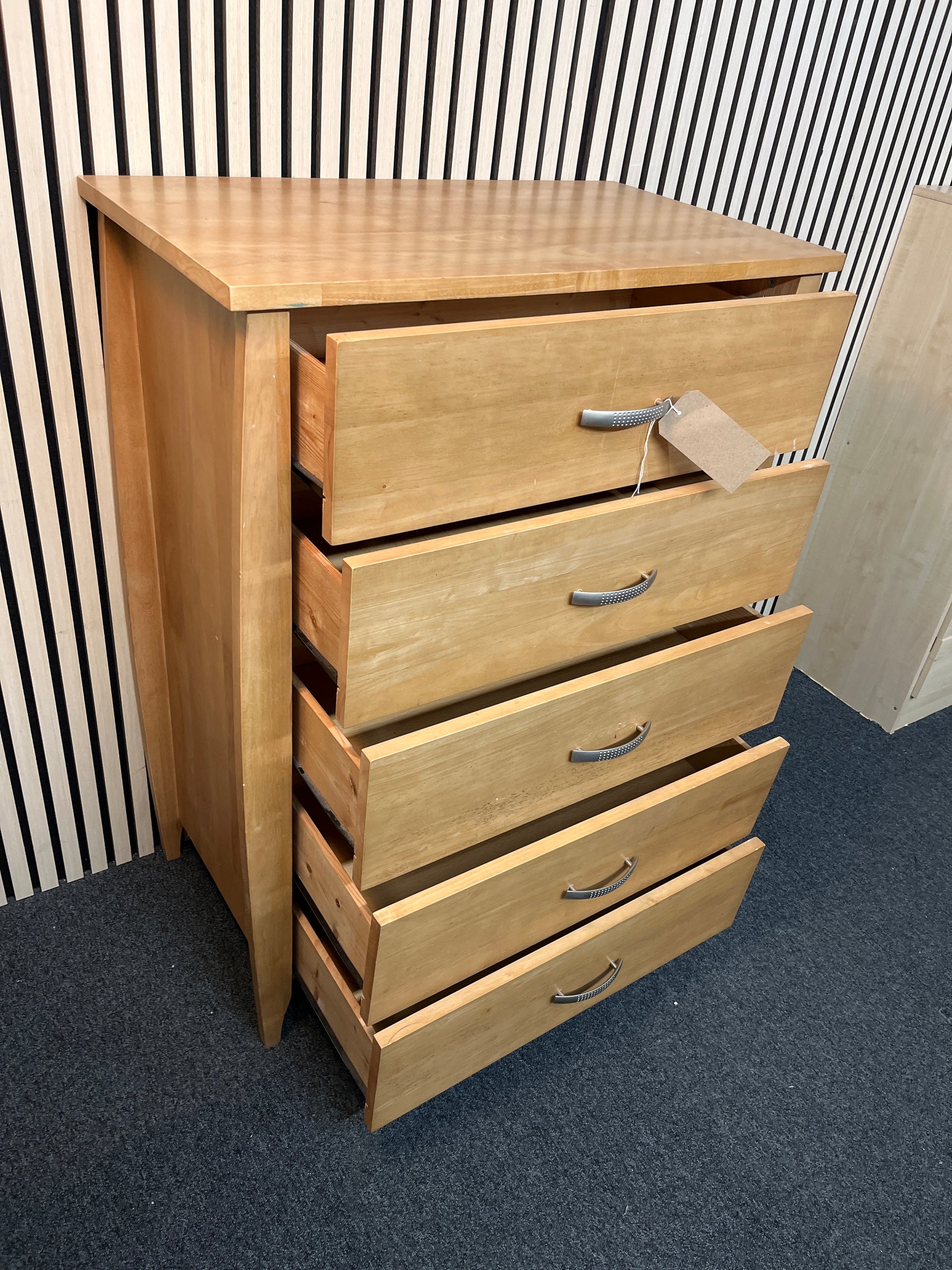 Solid wood 5 high tall chest of drawers (H 110 x W 80 x D 45 cm) 1126