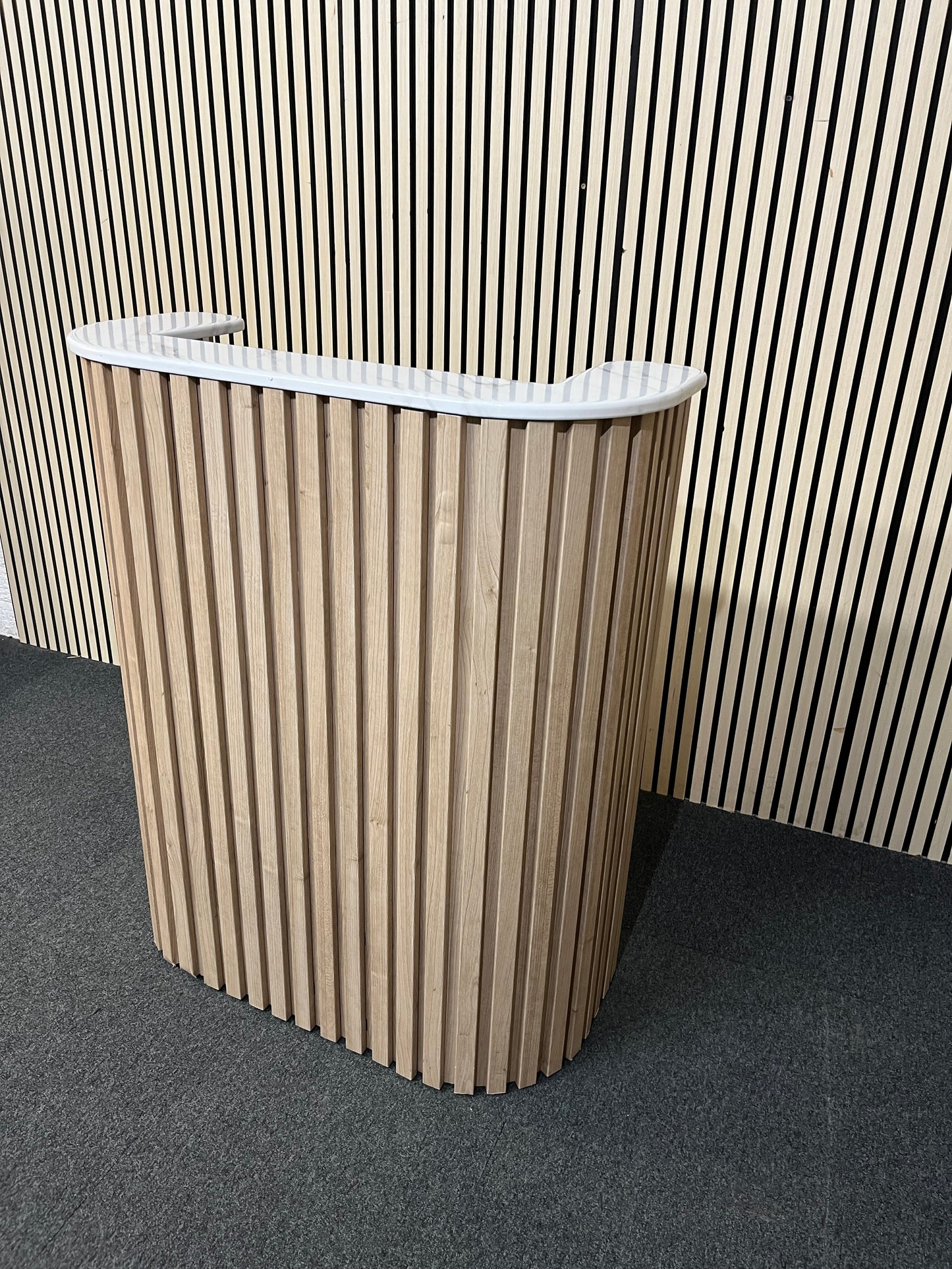 Luxury Beauty Reception Desk - Light Wood - Marble effect plastic top- hair salon reception desk - clinic reception desk - U & L shaped reception desk 90cm wide