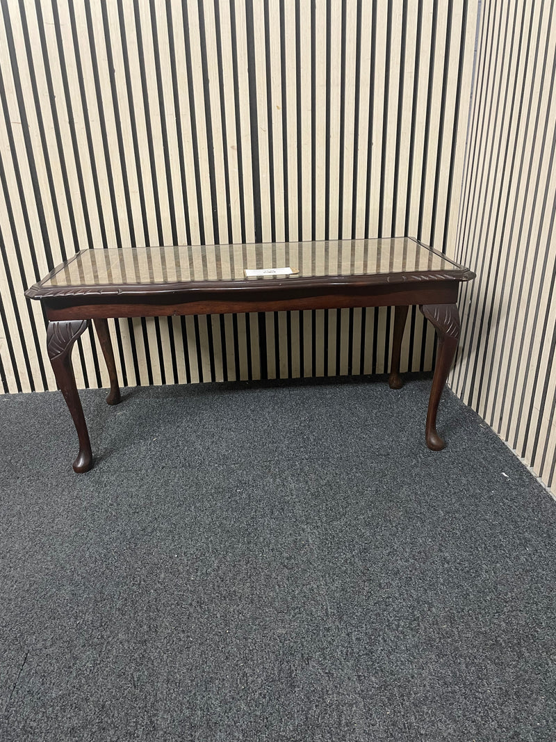 Low mahogany rectangular coffee table with inlay  44646