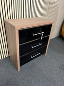 Switch Black gloss and oak laminate 3 drawer chest 2 image