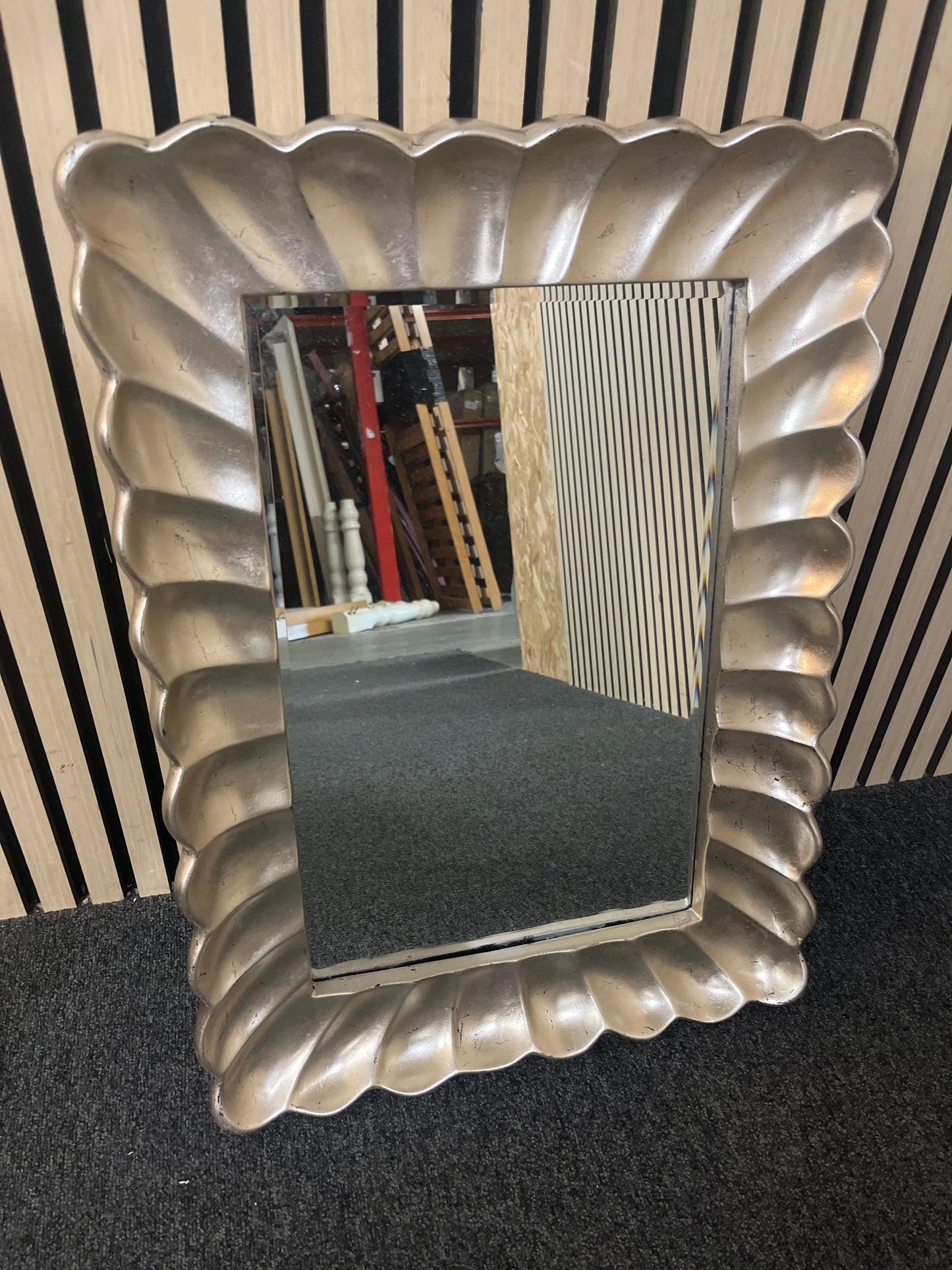 Silver framed ornate wall mirror (47 x 66 cm) 43741