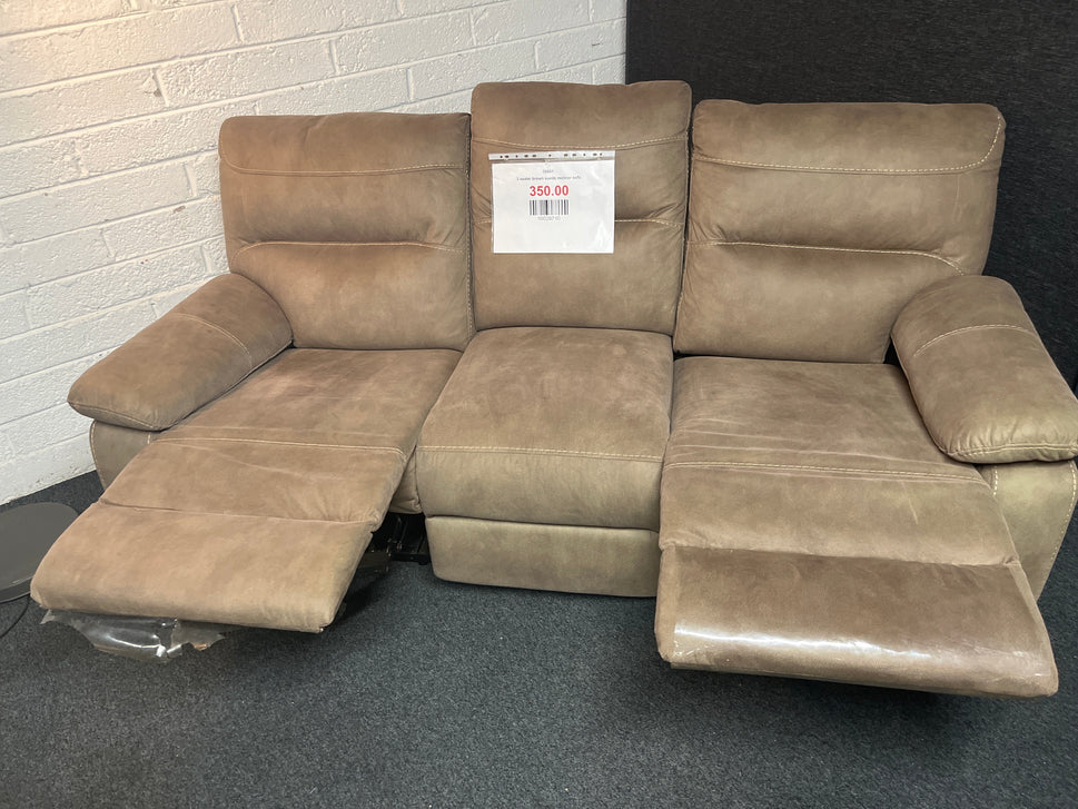 3 seater brown suede recliner sofa