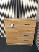 Tall 8 drawer beech laminate chest (H 103 x W 102 x D 41 cm)  44619