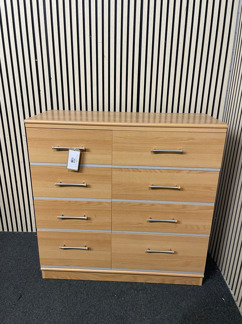 Tall 8 drawer beech laminate chest (H 103 x W 102 x D 41 cm)  44619