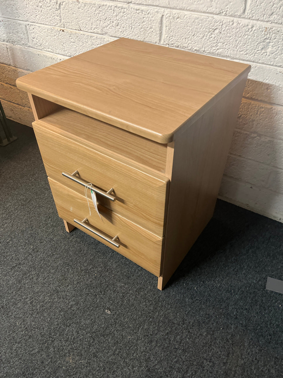 Oak laminate 2 drawer 1 shelf  (H 62 x W 45 x D 45 cm) 3225