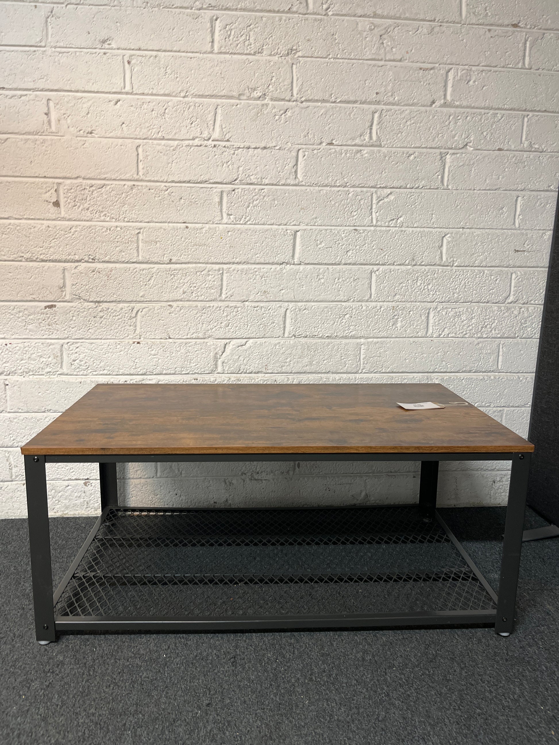 Dark wood and metal low rectangular coffee table 3225