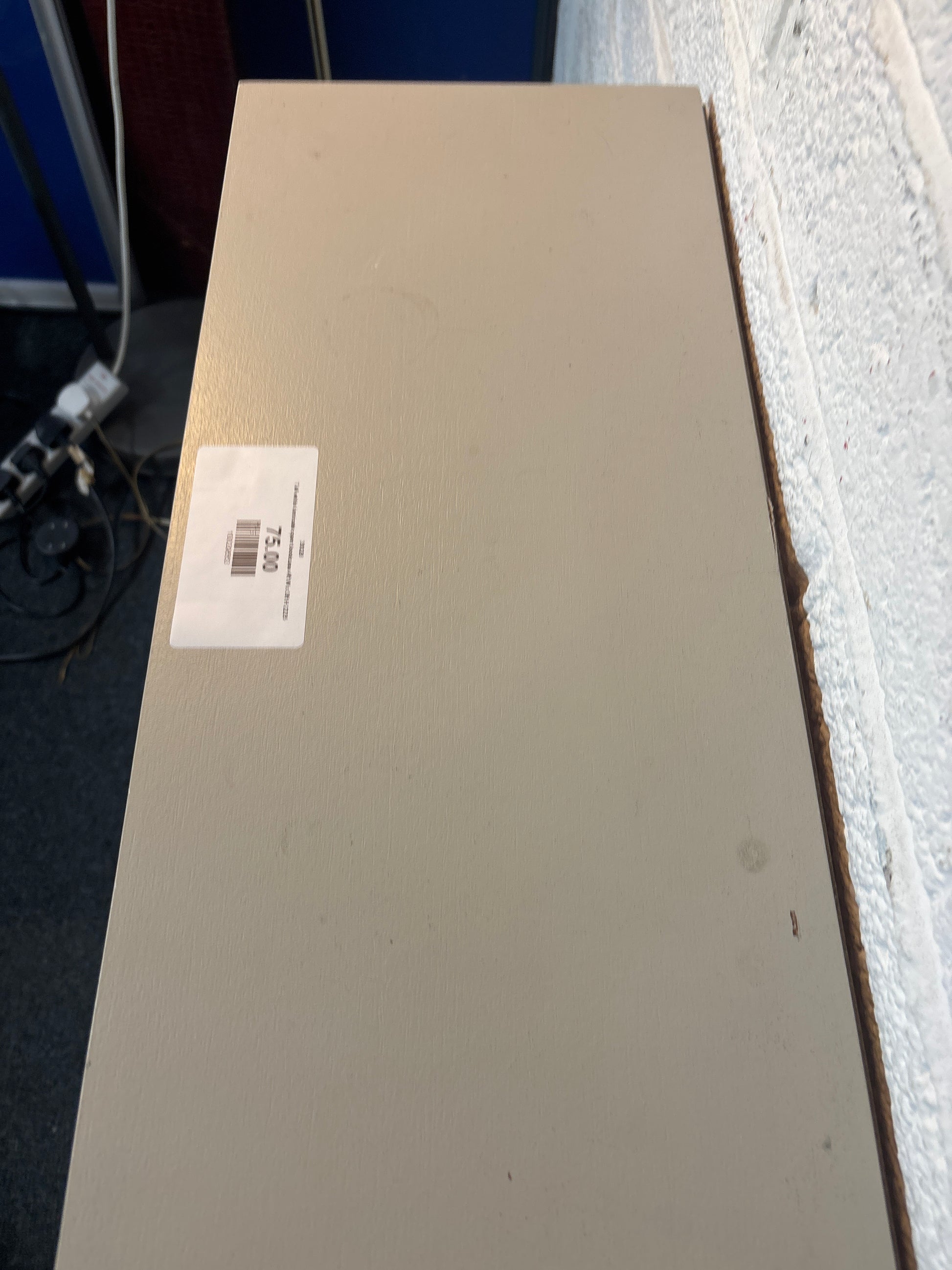 Tall white laminate open bookcase 4ft W x 3ft H 2225
