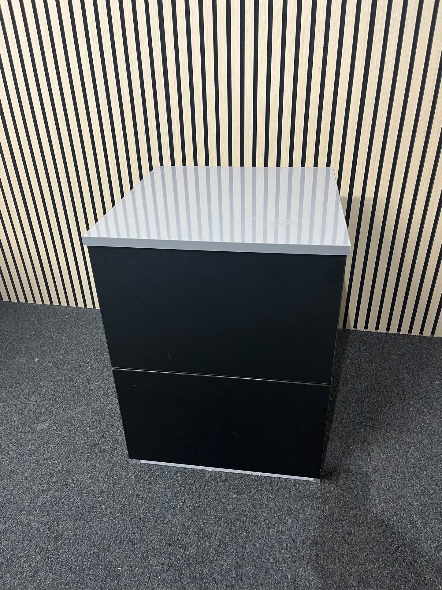 black gloss 2 drawer storage unit (H 67 x W 50 x D 59 cm) 3325