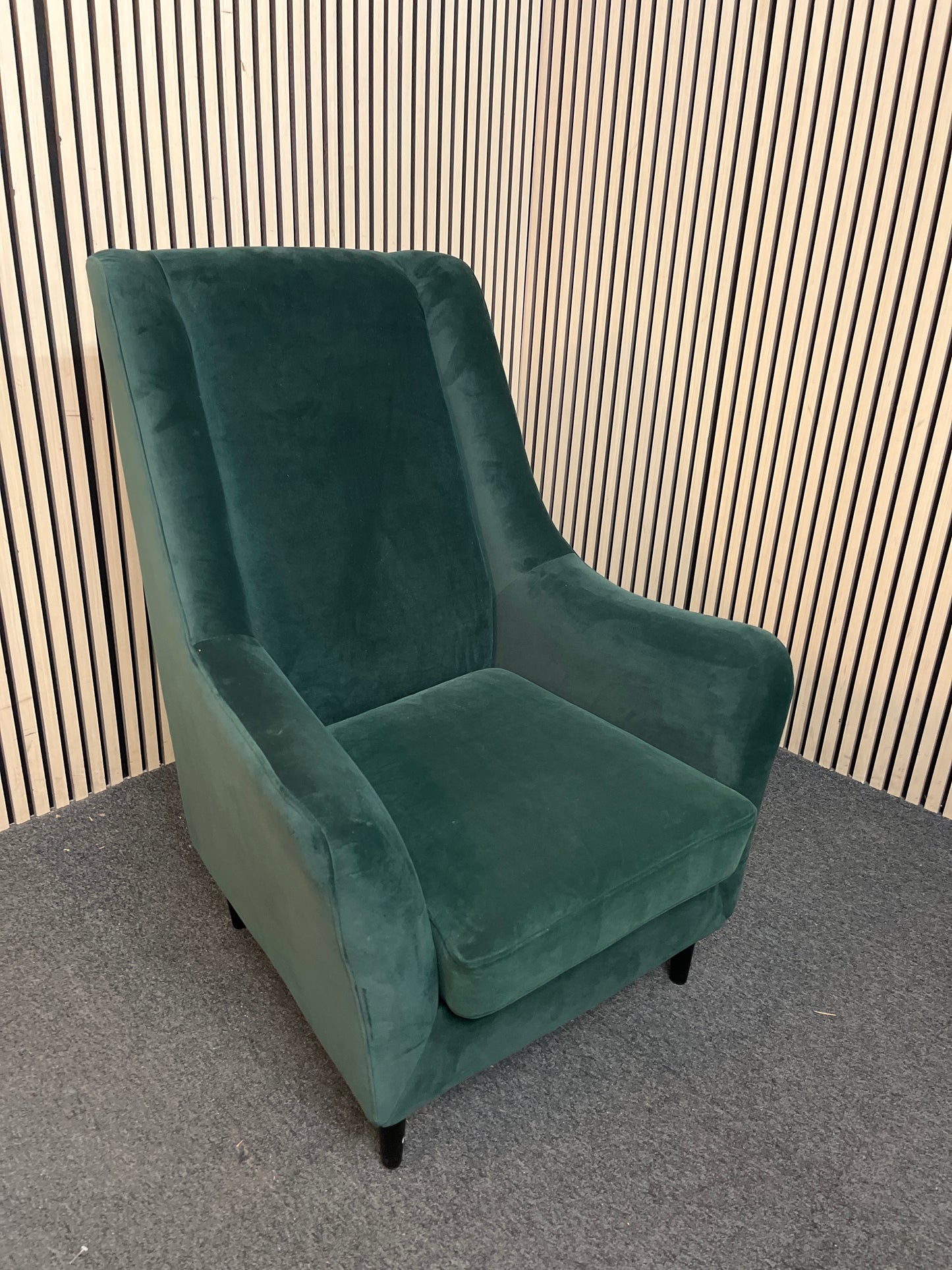 High back dark green crushed fabric Armchair 43386