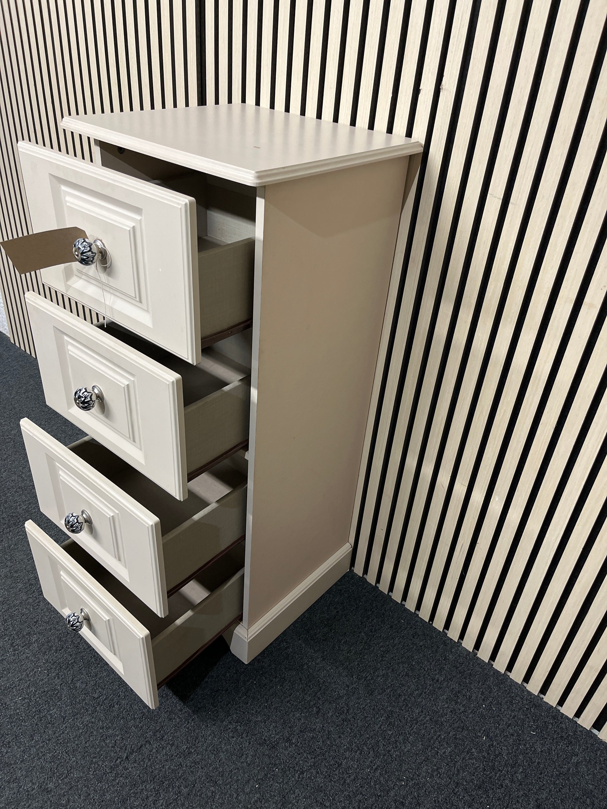 Cream laminate tallboy(H 108 x W 45 x D 42 cm) 3325