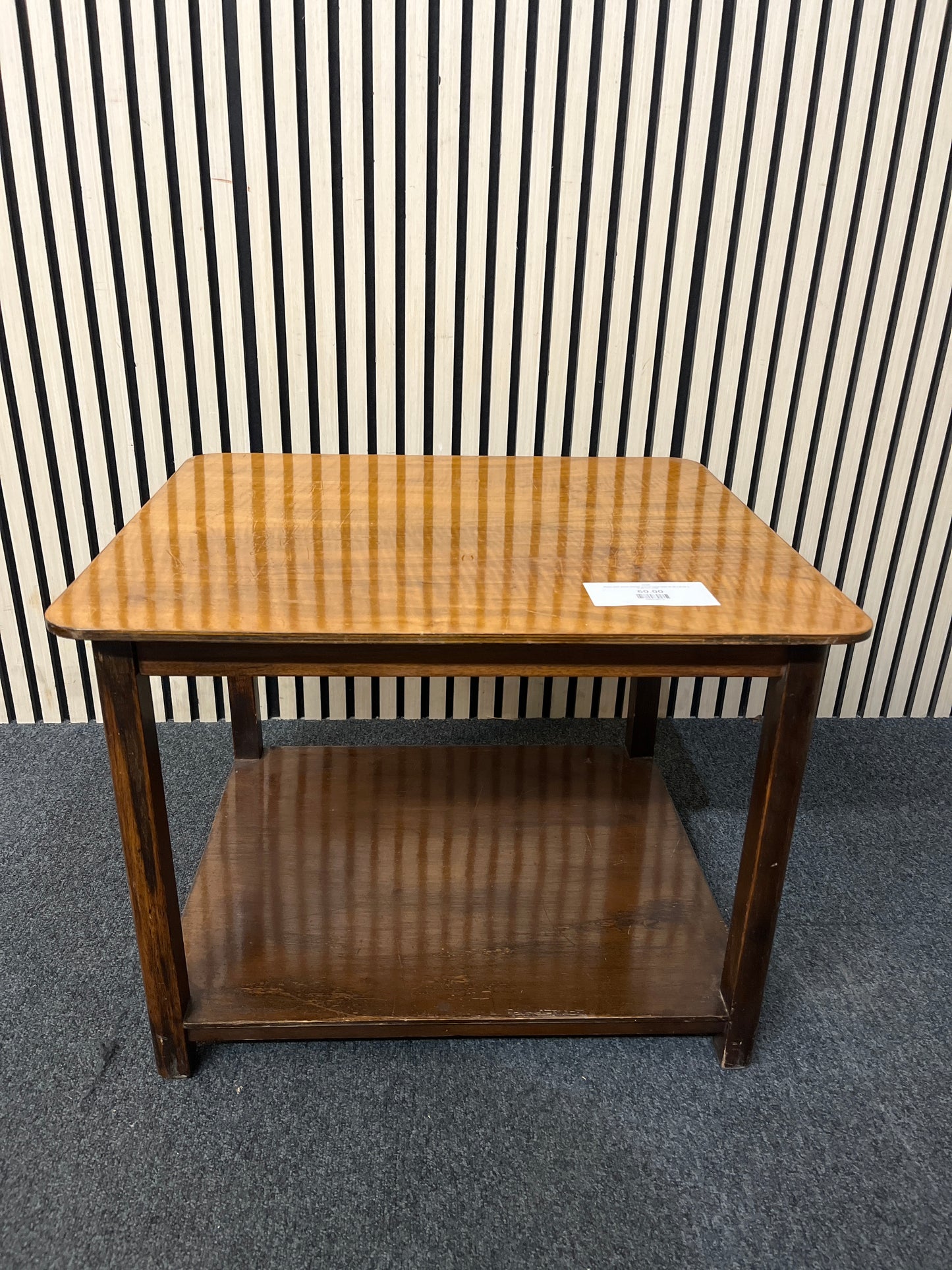 Retro dark wood stained square lamp table (H 48 x W 64 x D 56 cm) 3126