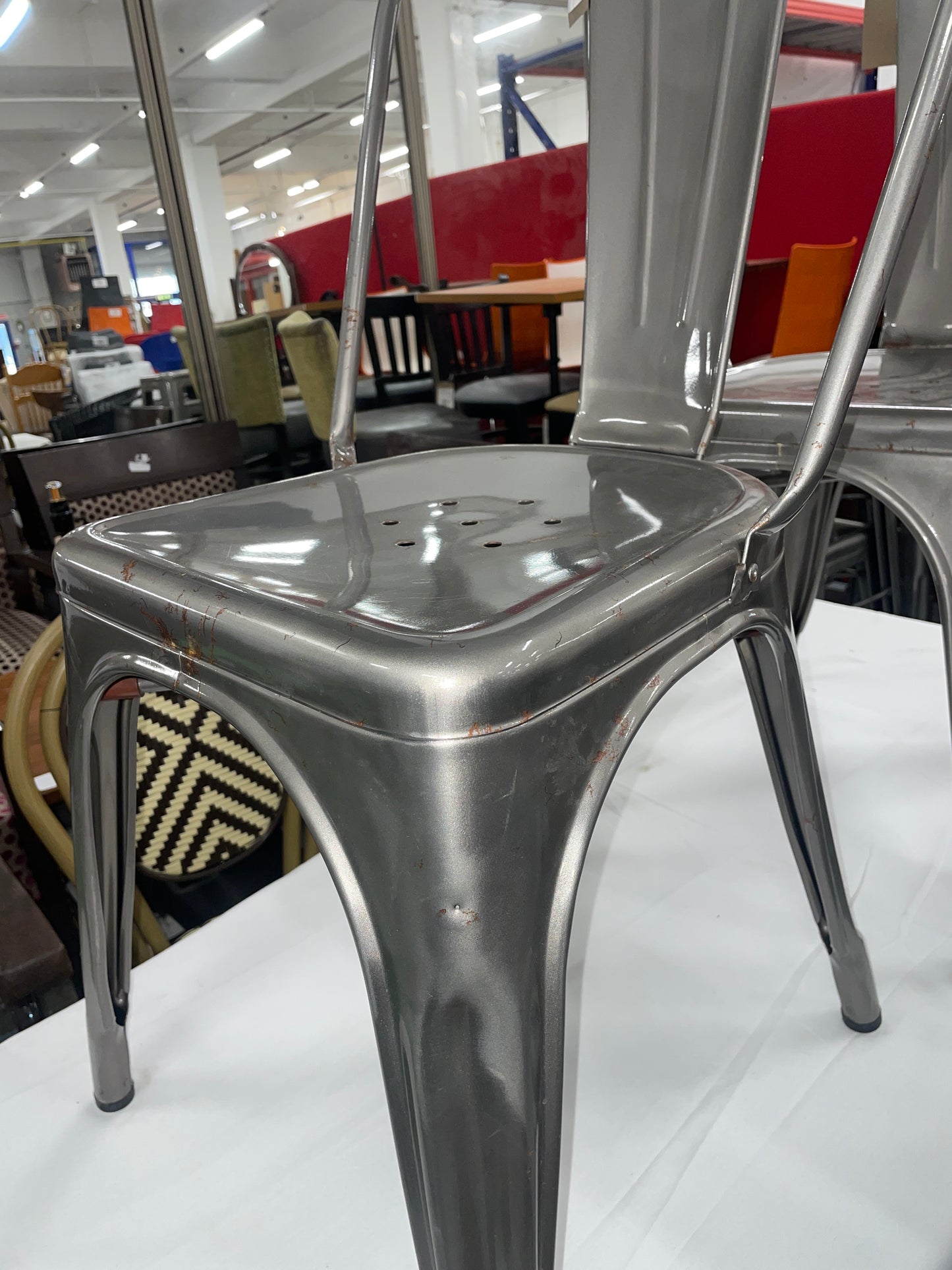 Tolix chrome metal bistro chair  4224
