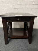 Switch Solid low dark wood stained lamp table with drawers (H 58 x W 71 x D 51 cm) 2225 3 image