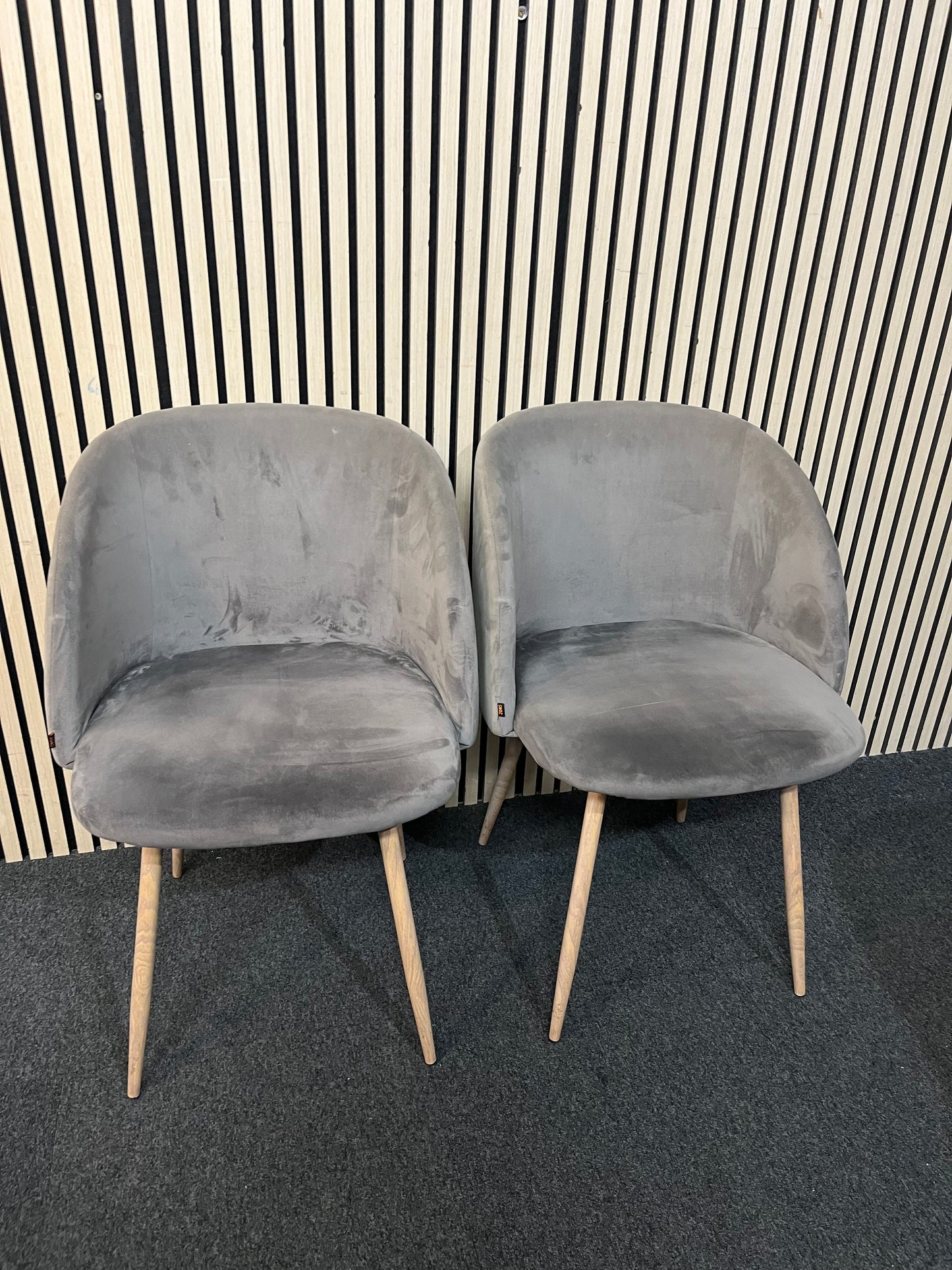 Grey velour fabric club dining chair (SET OF 2) 3126