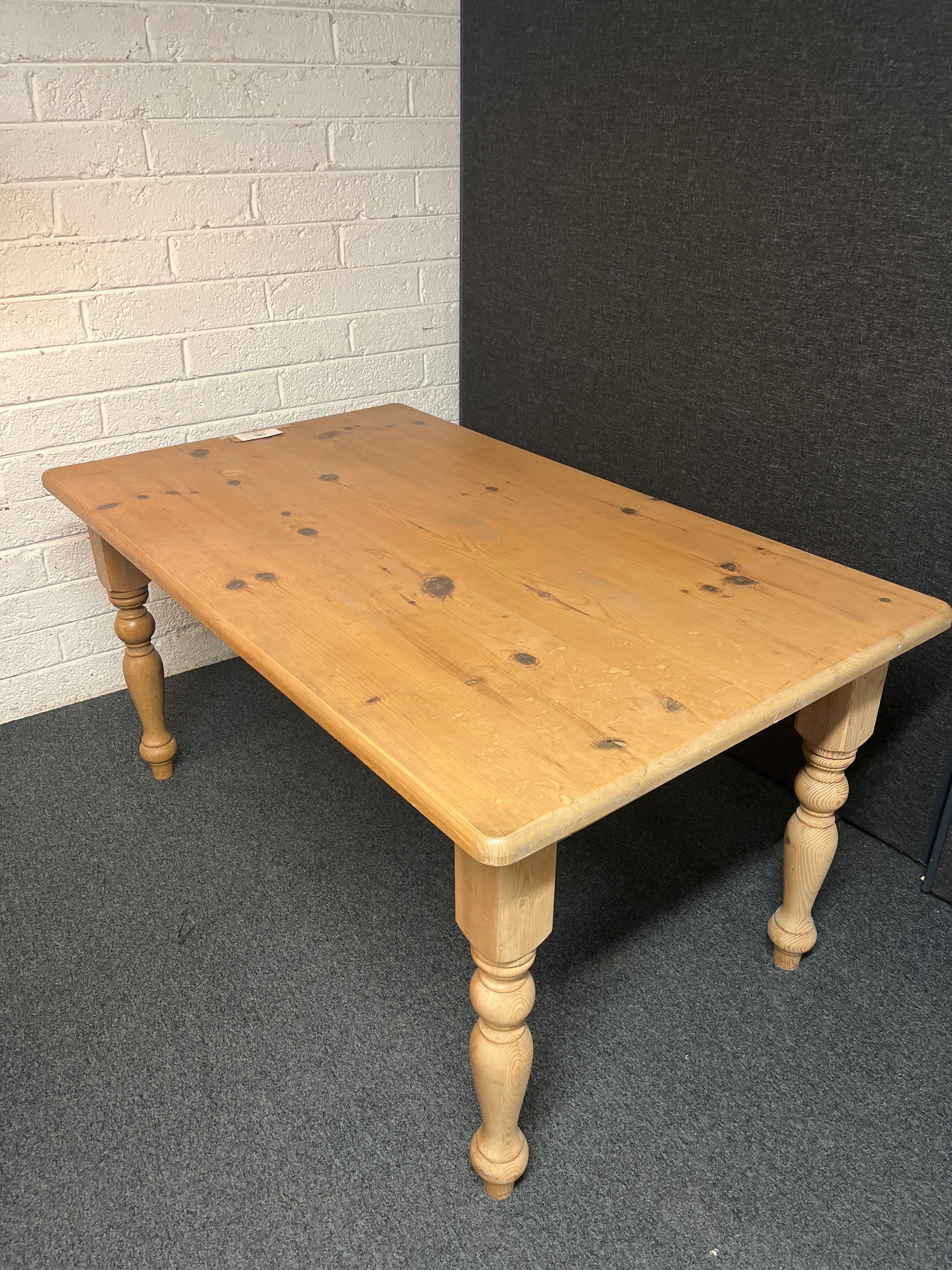 Solid pine large farmhouse rectangular kitchen table (L 153 x W 92 cm) 2225