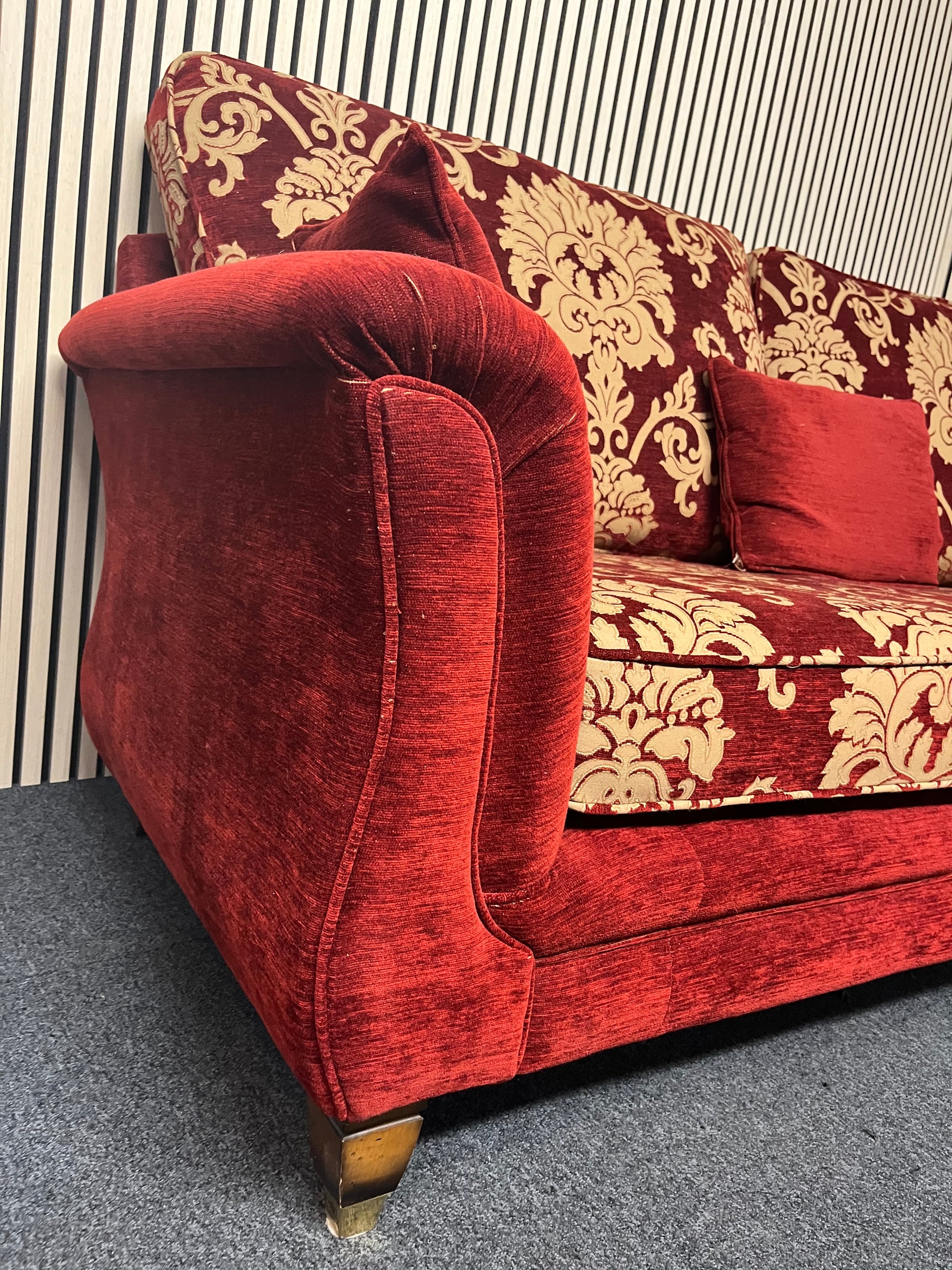 Solid wooden framed floral fabric 3 seater sofa
