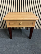 Solid oak low 1 drawer locker with dark wood stained legs 50Wx40Dx47H  44449