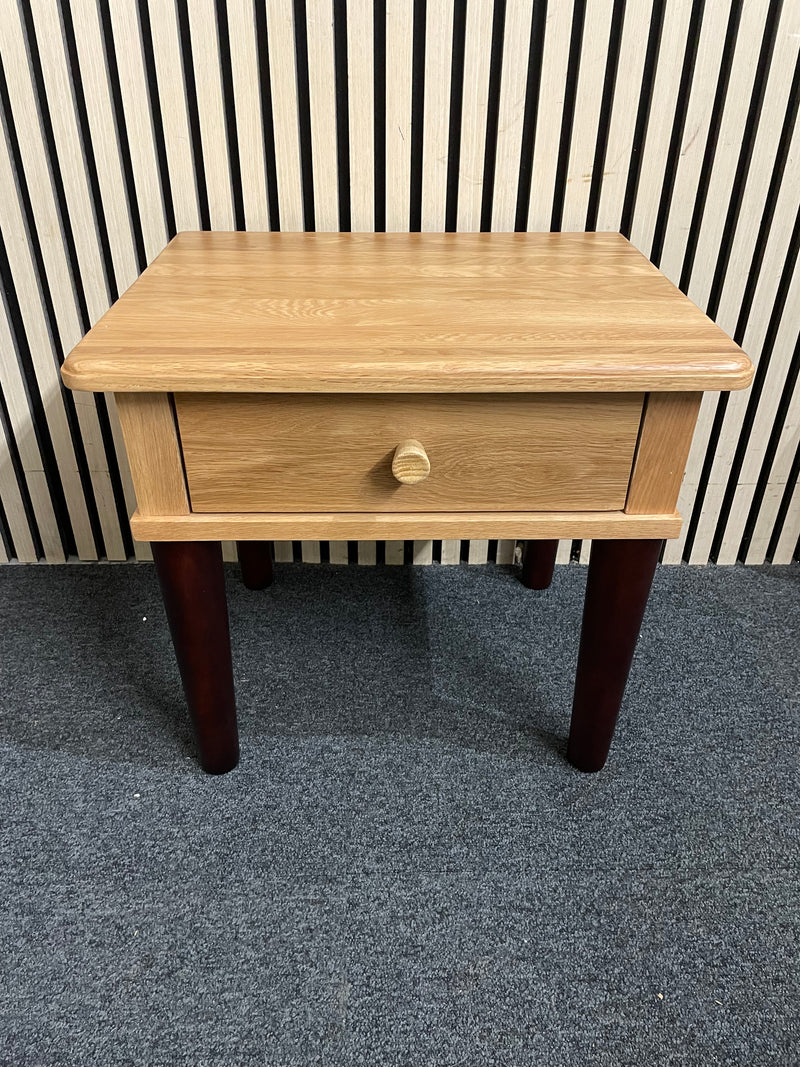 Solid oak low 1 drawer locker with dark wood stained legs 50Wx40Dx47H  44449
