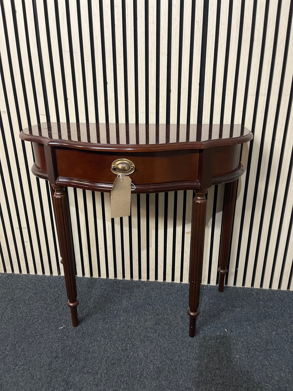 Half moon ornate 1 drawer cosole table with brass handle (H 76 x W 80 x D 40 cm) 43785