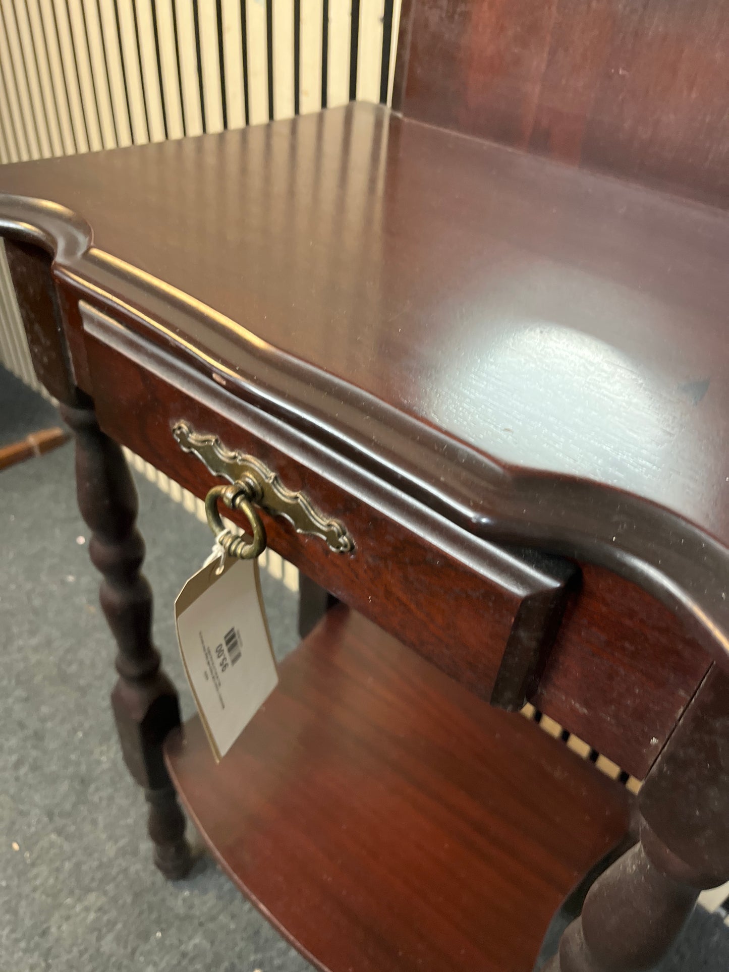 Mahogany 1 drawer hall stand with large slim mirror (H 180 x W 80 x D 35 cm) 43670