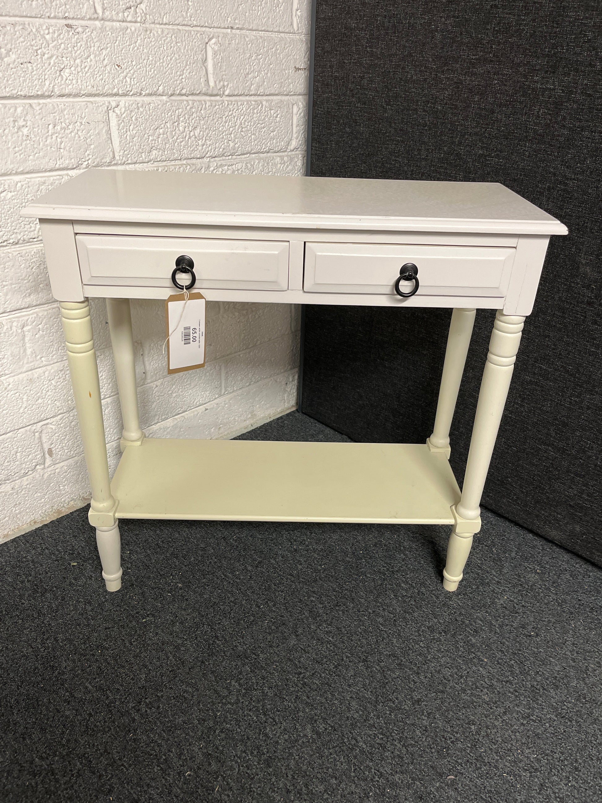 2 drawer white console table  1225
