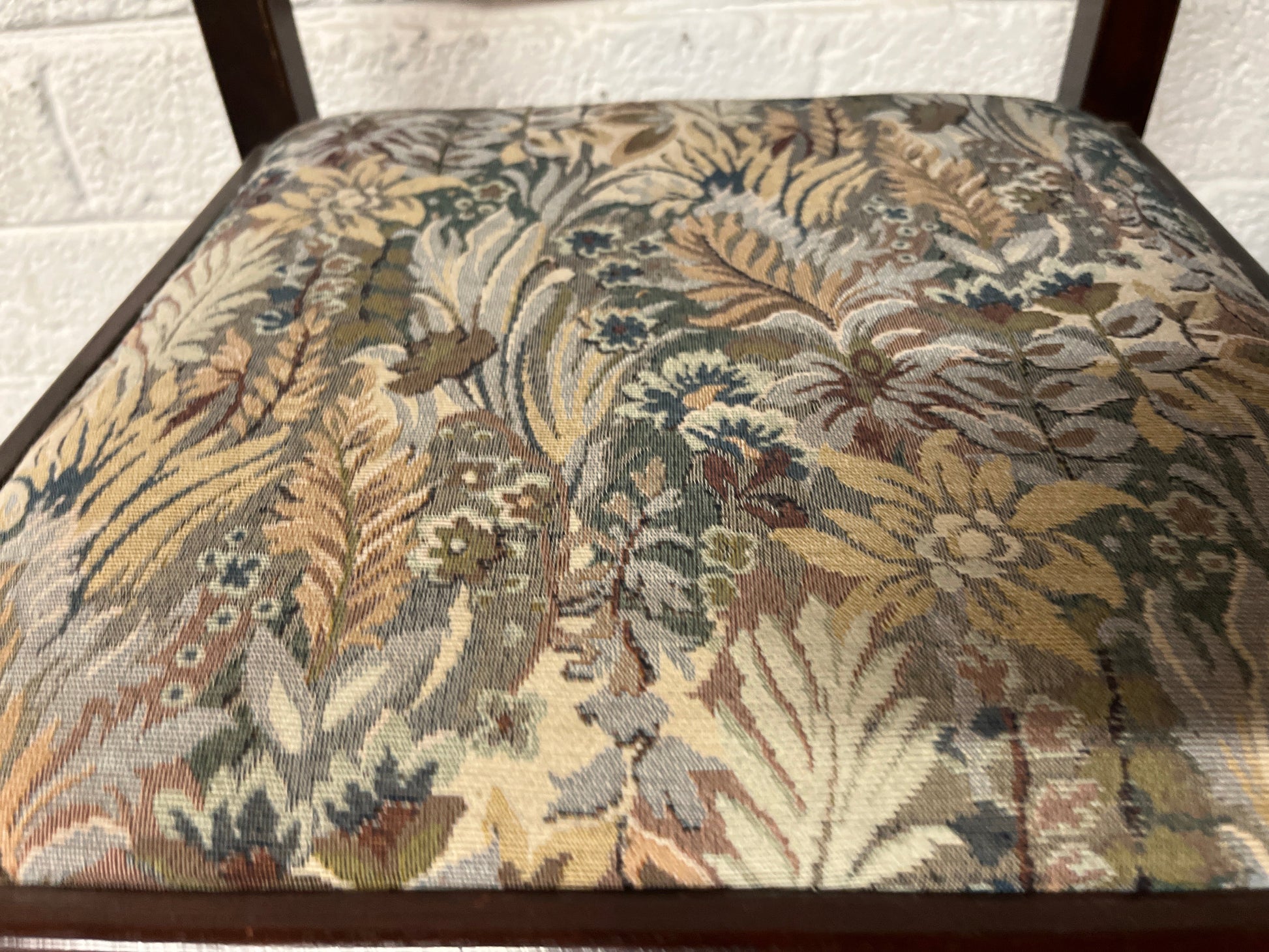 Mahogany framed mixed fabric seat dining chair 3125